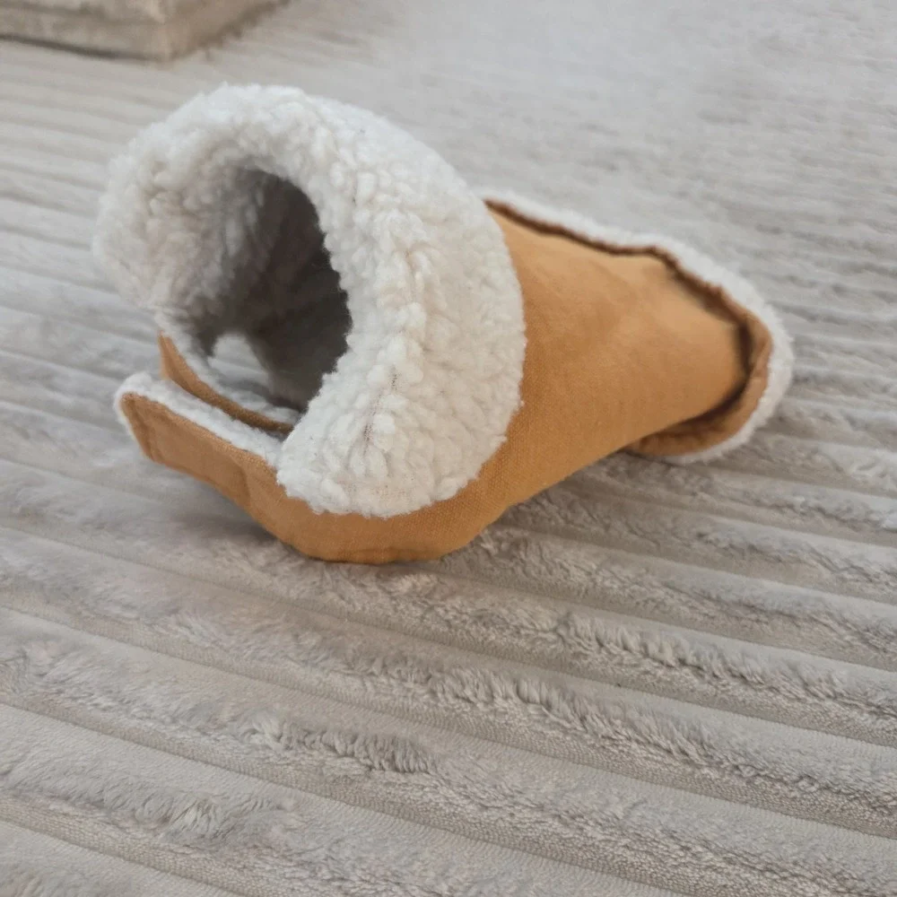 XXS Sherpa Lined Dog Vest Mustard Yellow Canvas Fleece Pet Winter Jacket Coat
